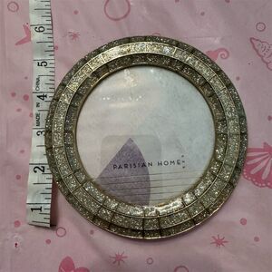 Parisian Home Round Sparkling Silver Picture Frame 5x5 Elegant Glitter Decor